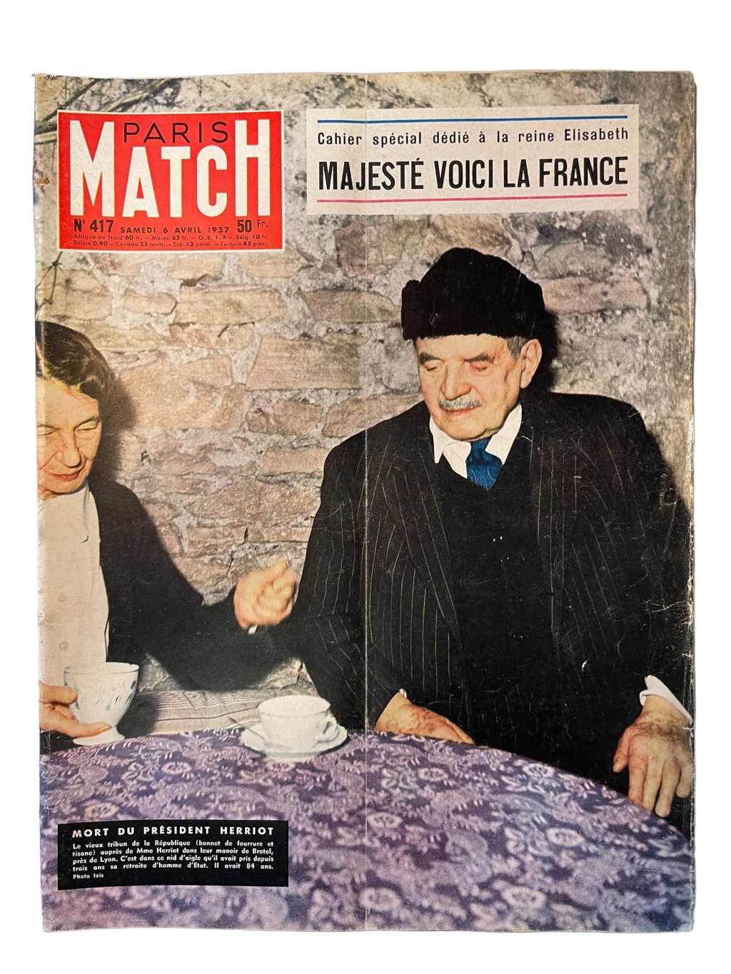 Vintage French Paris Match Le Magazine Journal Number 417 – 6/4/1957 Memorabilia Collector 1957 / EVE