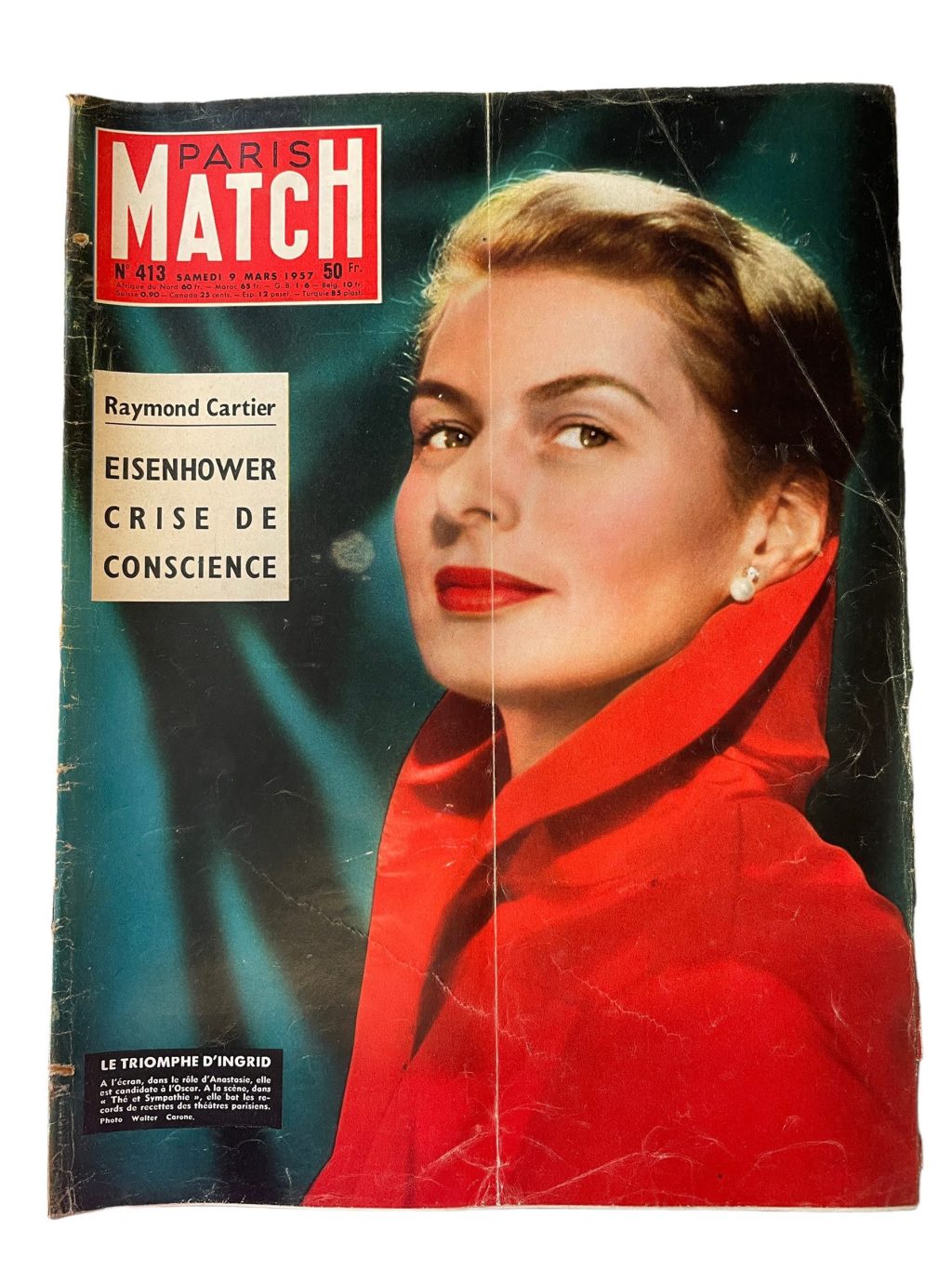 Vintage French Paris Match Le Magazine Journal Number 413 – 9/3/1957 Memorabilia Collector 1957 / EVE