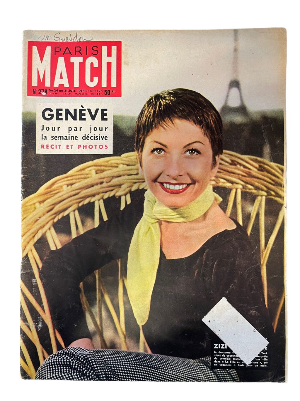Vintage French Paris Match Le Magazine Journal Number 278 – 24/7/1954 Memorabilia Collector 1954 / EVE