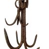 Vintage French Large Iron Butcher Meat Kitchen Hanging Hook grapple anchor rustic rural rusty display agricultural industrial c1950's