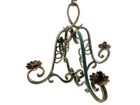 Vintage French Ornate Regency Style Hanging Pendant Light For Refurbishment Lampshade Lamp Metal Period Lighting Prop c1950-60's