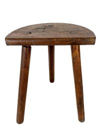 Stool Vintage French Traditional Worn Weathered Milking Stool Small Chair Stand Turned Leg Plinth Seating Plant Tabouret c1960-70’s