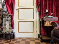 Antique French Knitting Sewing Craft Needlecraft Craft Standing Wooden Storage Box Fabric Lined Bobbin Leg Basket circa 1910-20's / EVE