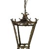 Vintage French Ornate Regency Style Hanging Pendant Light For Refurbishment Lampshade Lamp Brass Period Lighting Prop c1950-60's / EVE