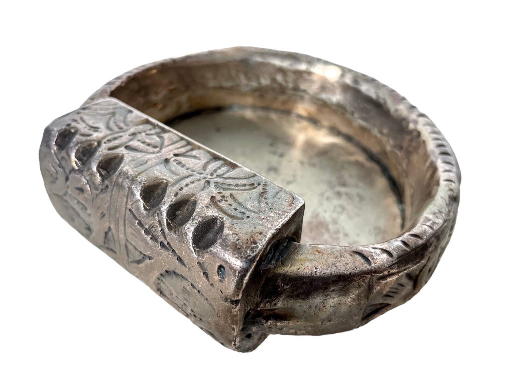 Vintage African Silver Metal Bracelet Adapted Bangle Trinket Pot Dish Large Tribal Jewellery Jewelry c1980-90’s / EVE