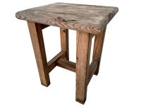 Chunky Stool Vintage French Traditional Worn Weathered Milking Chair Stand Rest Plinth Seating Plant Tabouret Heavy Wear c1970's / EVE