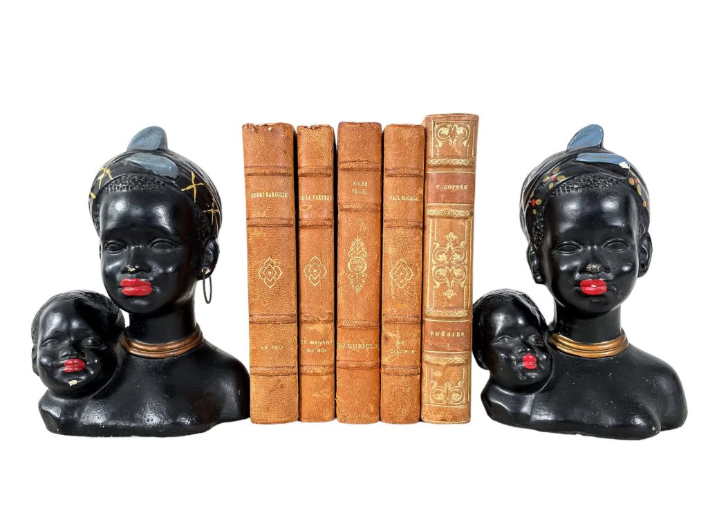 Vintage African Plaster Mother With Child Bust Figurine Book Ends Bookends statue ornament circa 1950-60’s / EVE