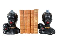 Vintage African Plaster Mother With Child Bust Figurine Book Ends Bookends statue ornament circa 1950-60's / EVE
