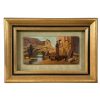Vintage Oil Painting On Wood Signed L. Gortot Reframed River Bridge House Village circa 1960-70's