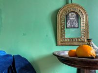 Vintage Moroccan Wall Hanging Mirror Brass Copper Silver Metal Glass One-Off Hand Made Decorative Cloakroom c1970-80's