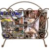 Vintage French Metal Iron Magazine Rack Newspaper Stand Display Storage Holder circa 1960-70's