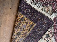 Alternative view of Vintage Turkish Wool Rug Carpet Salmon Bordeaux Grey Black Floor Cover Rugs Carpets circa 1980's