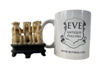 Alternative view of Vintage French Sitting Monkey Say Nothing See Nothing Hear Nothing Resin Decor Statue Figurine c1950-60's