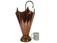 Alternative view of Vintage French Copper and Brass Metal Umbrella Walking Stick Stand Storage Pot Container Display Hallway Prop circa 1970-80's
