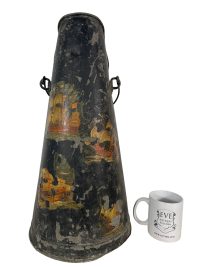 Alternative view of Vintage French Galvanized Sailing Ship Decorated De Coupage Coal Shuttle bucket fireplace fire open art circa 1930-40's