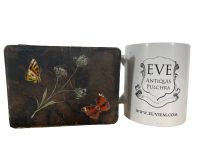 Alternative view of Antique German Butterfly Wood Hardboard Knick Knack Letter Document Storage Treasure Box Chest Black circa 1910-20's / EVE