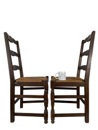 Alternative view of Vintage French Brown Wood Wooden Woven Raffia Strung Chair Rest Seat Display Stand Tabouret circa 1960-70's