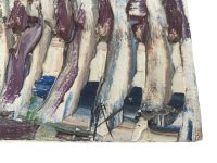 Alternative view of Vintage French Pathway Landscape Painting Oil Expressionist Skyline Scenic On Board c1960-70's