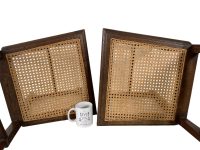 Alternative view of Vintage French Brown Wood Wooden Woven Cane Strung Chair Rest Seat Display Stand Tabouret circa 1960-70's