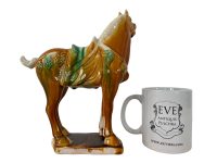 Alternative view of Vintage Chinese White Cream Large Clay Tang Style Horse Horses Asian Decorative Ornament Decoration circa 1970-80's