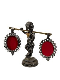 Vintage French Double Tiny Small Photo Picture Frame Display Boy Desktop Ornate Decorative Ornate c1960-70's