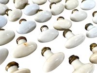 Antique French Hand Made Porcelain Ceramic Door Knob Handle Handle Priced Individually Knobs Handles circa 1900-20's