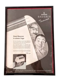 Vintage German Genuine Magazine Page Advertising For Siemens Razor Shaver Electric Framed Poster Wall Decor c1960-00’s 2