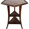 Antique French Hexagonal Side Table Stand Display Three Shelf Plant Pot Wood c1920's