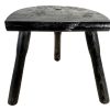 Stool Vintage French Painted Black Traditional Milking Stool Wooden Brown Small Chair Stand Rest Plinth Seating Pot Tabouret c1960's