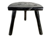 Stool Vintage French Painted Black Traditional Milking Stool Wooden Brown Small Chair Stand Rest Plinth Seating Pot Tabouret c1960's