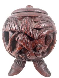 Vintage Tahitian Oceania Polynesian Decorative Hand Carved Wooden Storage Pot With Lid Ornament Decor Carving Sculpture Art c1970-80’s 5
