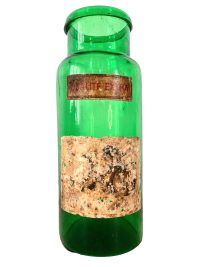 Antique French Apothecary Green Glass Bottle Jar Pot Pharmacy Medical Chemist Laboratory Bottle Decanter Storage c1910-20’s / EVE 7