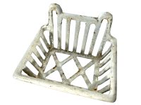 Antique French White Enamel Iron Bathroom Kitchen Soap Dish Container Wall Mounted Or Self Standing c1900-20's / EVE