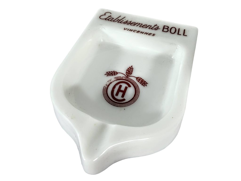 Vintage French Retro Etablissements Boll Vincennes Milk Glass Cigarettes Ashtray Smoking circa 1970-80’s / EVE