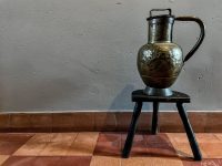 Antique French Copper Brass Rustic Milk Water Jug Pitcher can churn circa 1850-80's / EVE