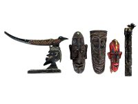 Vintage African Job Lot Collection Pieces Wood Resin Incense Burner Mask Decorative Decor DIsplay Tribal Prop Wall Hanging c1980-90's / EVE