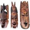 Vintage African Job Lot Collection Pieces Wooden Wood Mask Ornament Decorative Decor DIsplay Tribal Prop Wall Hanging c1980-90's / EVE