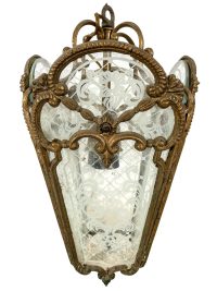 Vintage French Ornate Regency Style Hanging Pendant Light For Refurbishment Repair Lampshade Lamp Brass Period Lighting Prop c1960’s 3