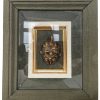 Vintage African Framed Small Tiny Brass Mask In Fabric Lined Shadowbox Face Decor Tribal Wall Hanging c1970-80's