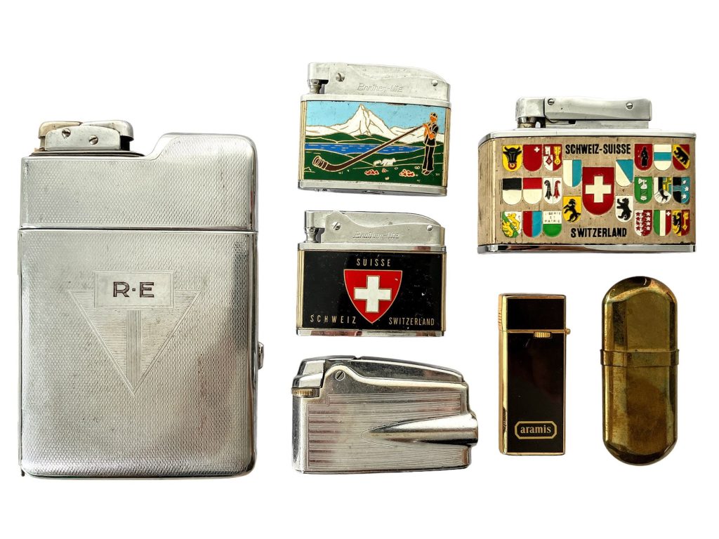 Vintage Mixed Lighter Collection Cigarette Case Job Lot Lighting Igniting Collector Tobacciana circa 1960-70’s