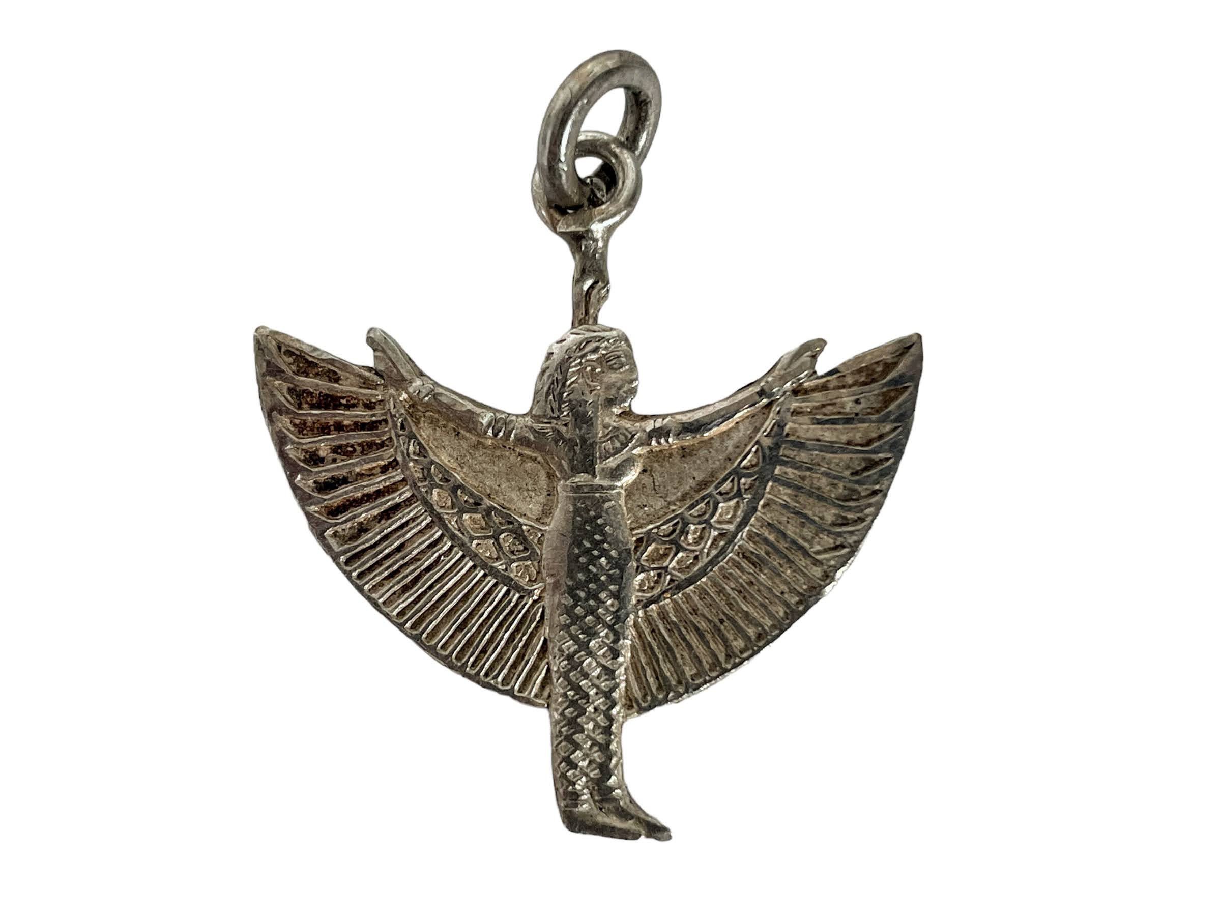 Vintage Egyptian Goddess Isis Wings Charm Pendant Jewellery Necklace Hanger Charm 1980’s Vintage Egyptian Goddess Isis Wings Charm Pendant Jewellery Necklace Hanger Charm 1980's
