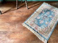 Vintage Turkish Wool Rug Carpet Salmon Bordeaux Grey Black Floor Cover Rugs Carpets circa 1970's