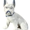 Vintage French Bulldog White Blue Ceramic Dog Ornament Figurine Display c1960-70's
