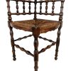 Vintage French Brown Wood Wooden Woven Strung Corner Chair Stool Display Stand circa 1940-50's