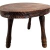 Vintage French Wooden Stool Small Display Stand Table Oval Shaped Three Leg Tabouret circa 1960-70's