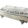 Vintage French Pewter Grey Metal Storage Box Jewellery Jewelry Signed Velvet Lined circa 1920-30's