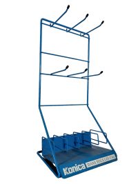Vintage French Konica Camera Film Blue Metal Display Hanger Stand Shop Commercial Display Counter Desk c1980-90's