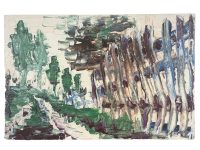 Vintage French Pathway Landscape Painting Oil Expressionist Skyline Scenic On Board c1960-70’s Vintage French Pathway Landscape Painting Oil Expressionist Skyline Scenic On Board c1960-70's