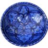 Vintage Moroccan Arabian Blue Glazed Brown Pottery Bowl Platter Dish Fruit Serving Storage Pot c1980-90's