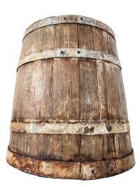 Antique French Large Wide Wooden Butter Barrel Churn Heavy Farmer Jug Vase Hallway Walking Stick Umbrella Stand circa 1910-20’s 3